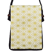 義若オリジナルのポシェット縦型　金彩・麻の葉（白金）